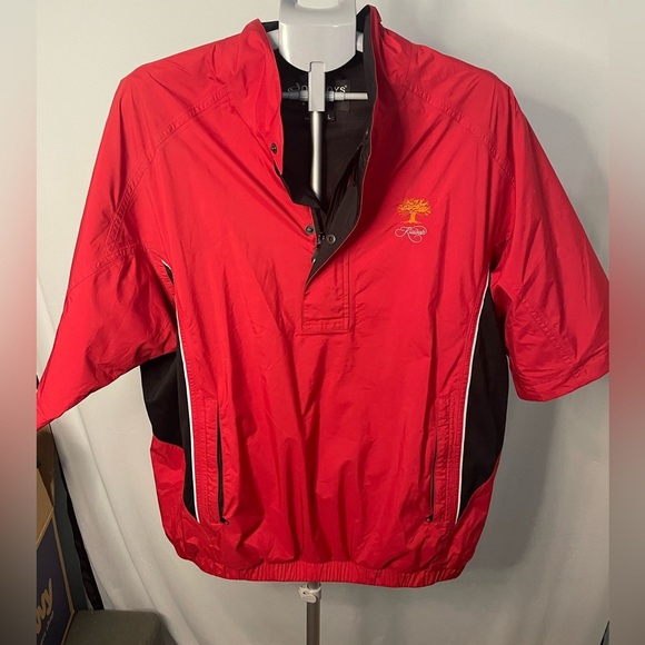FootJoy Jacket Mens Large Red Black Golf Half Zip‎ Pullover Windbreaker Outdoor - Picture 1 of 8